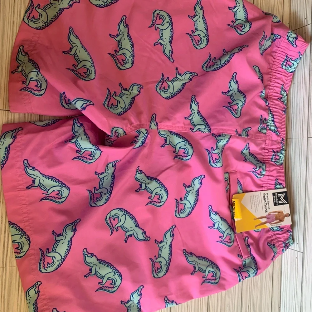 Memebers mark Pink Alligator Print Swim Trunks